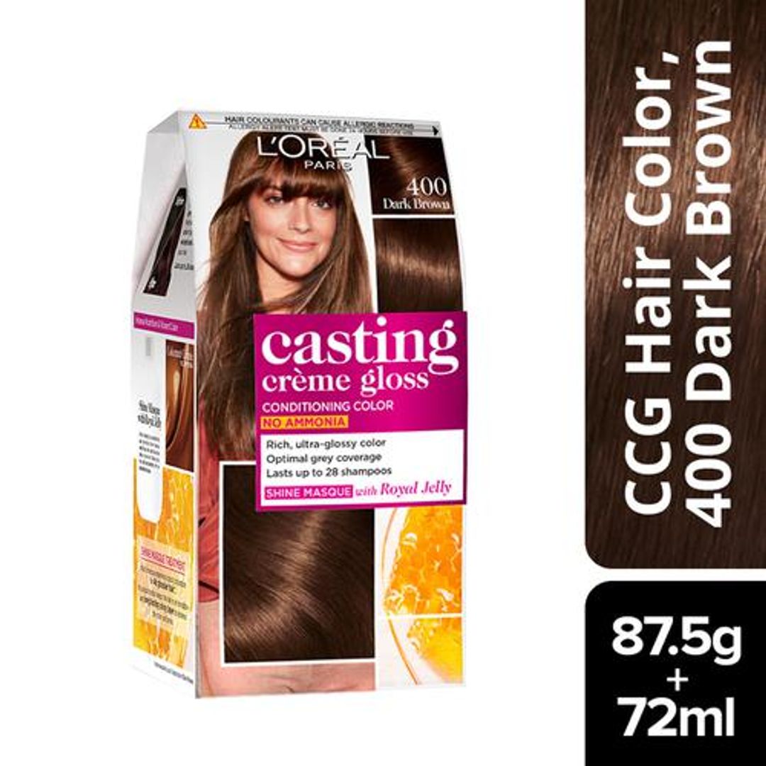 Loreal Paris Casting Creme Gloss Hair Colour, 87.5 g + 72 ml 400 Dark Brown