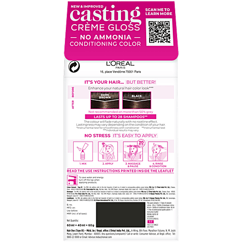 L'Oreal Paris Casting Creme Gloss Conditioning Hair Color, 72 ml + 87.5 g 500 Medium Brown 