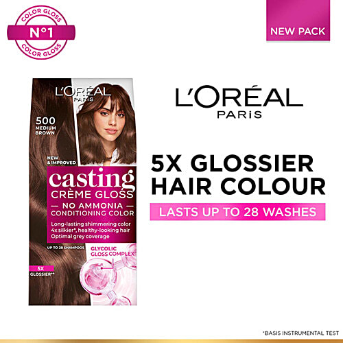 L'Oreal Paris Casting Creme Gloss Conditioning Hair Color, 72 ml + 87.5 g 500 Medium Brown 