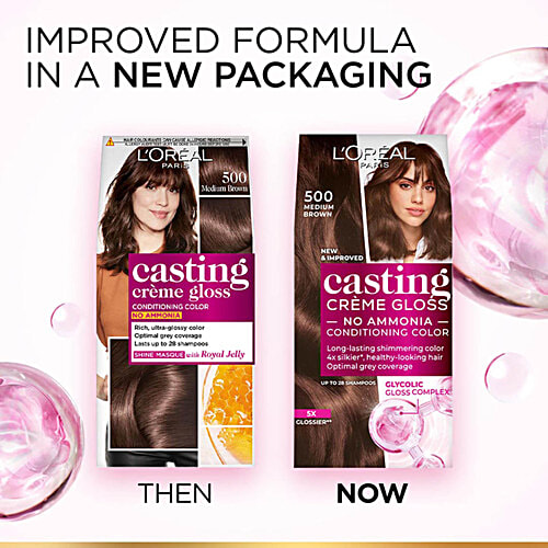 L'Oreal Paris Casting Creme Gloss Conditioning Hair Color, 72 ml + 87.5 g 500 Medium Brown 