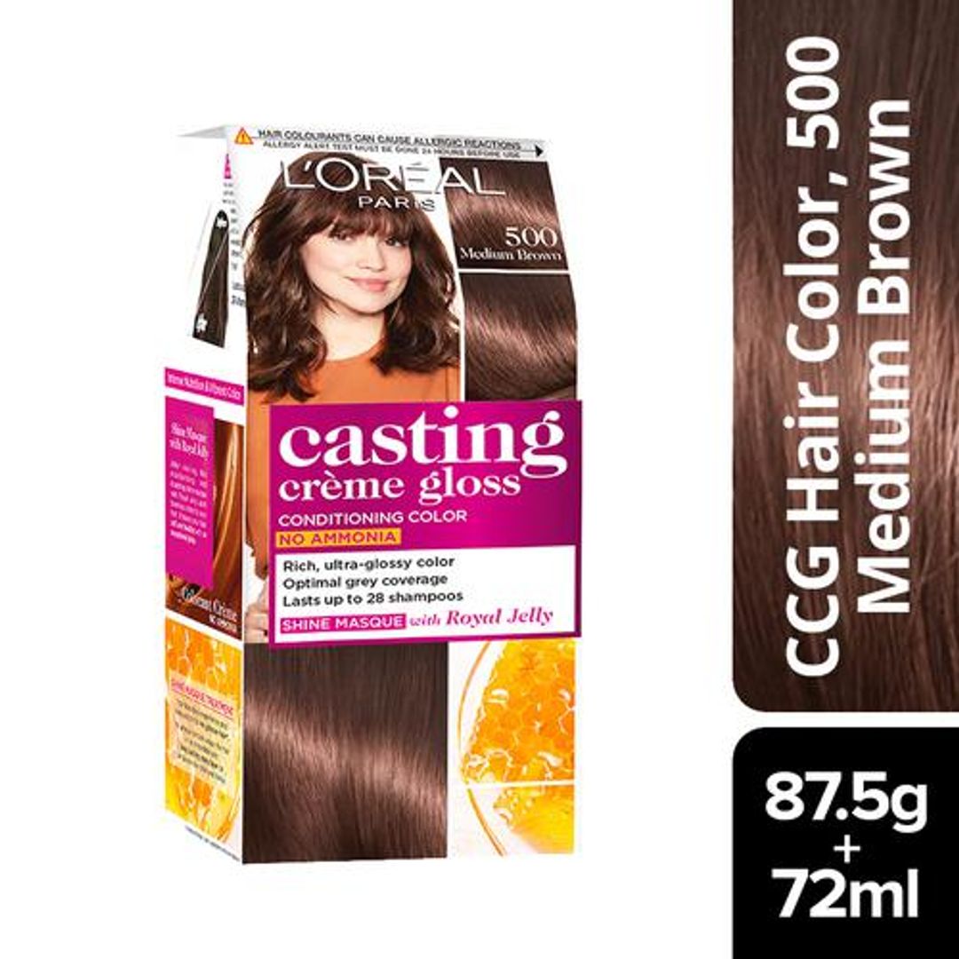 Loreal Paris Casting Creme Gloss Hair Colour, 87.5 g + 72 ml 500 Medium Brown