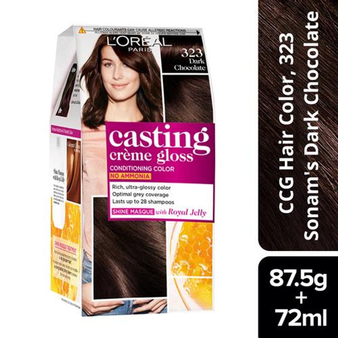 Loreal Paris Casting Creme Gloss Hair Colour, 87.5 g + 72 ml 323 Sonams Dark Chocolate