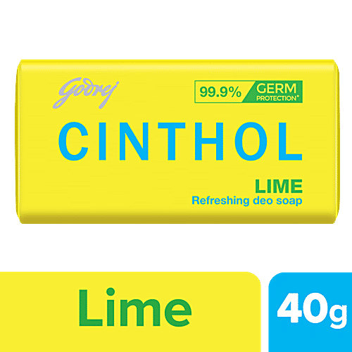 Cinthol Refreshing Deo Lime Bath Soap, 99.9% Germ Protection, 40 g  99.9% Germ Protection