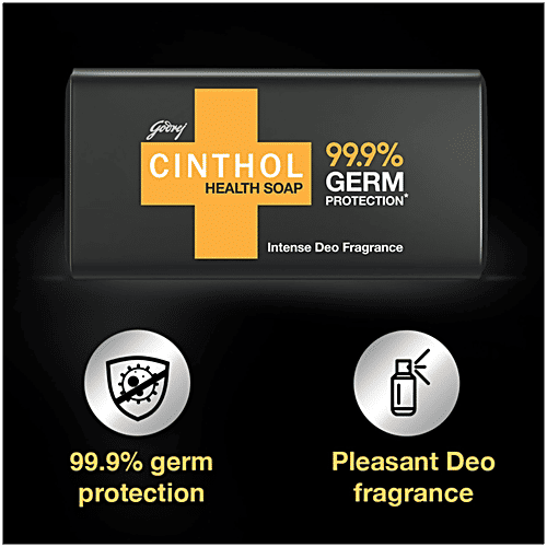 Cinthol Health Intense Deo Fragrance Bath Soap, 99.9% Germ Protection, 40 g  99.9% Germ Protection