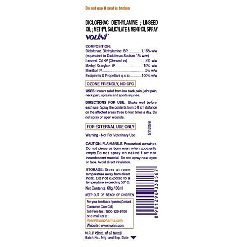 Volini Pain Relief Spray, 60 g  