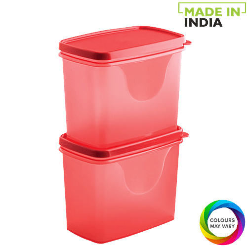 All Time All Time Plastic Sleek Masala Container Transparent - Assorted Colour, 850 ml (Set of 2) 