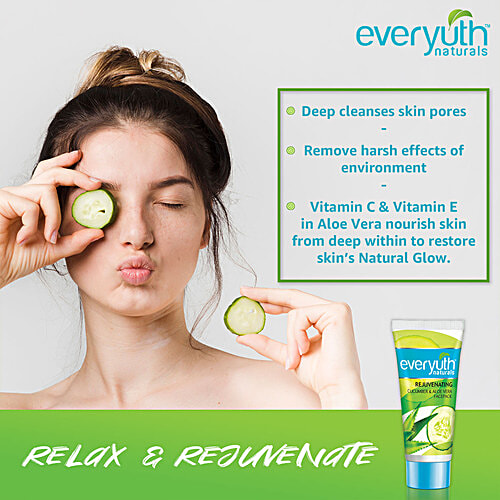 Everyuth Naturals Rejuvenating Face Pack - Cucumber & Aloe Vera, No Harmful Chemicals, 50 g Tube No Harmful Chemicals