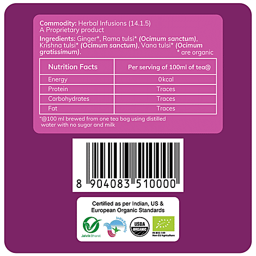 24 Mantra Organic -tulsi-ginger-herbal-infusion-tea-bag, 37.5 g (25 Bags x 1.5 g each) High Amount of Antioxidants