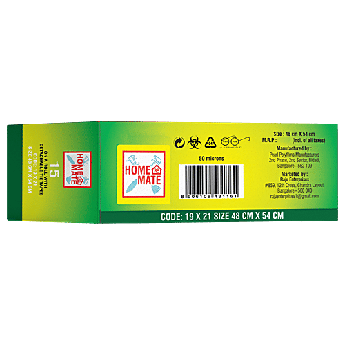 Home Mate Compostable Garbage Bag - Green, 19 X 21, 15 pcs  50 Micron