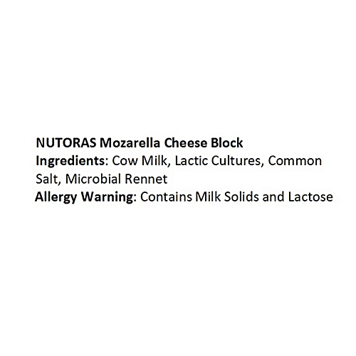 NUTORAS Mozzarella Cheese Block - Made from Cow's Milk, 200 g Pouch Zero Cholesterol