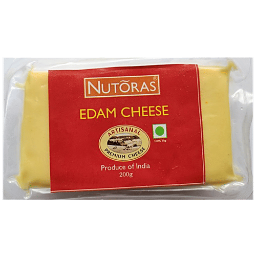 NUTORAS Edam Cheese Block - Made from Cow's Milk, 200 g Pouch Zero Cholesterol, Zero Trans Fat