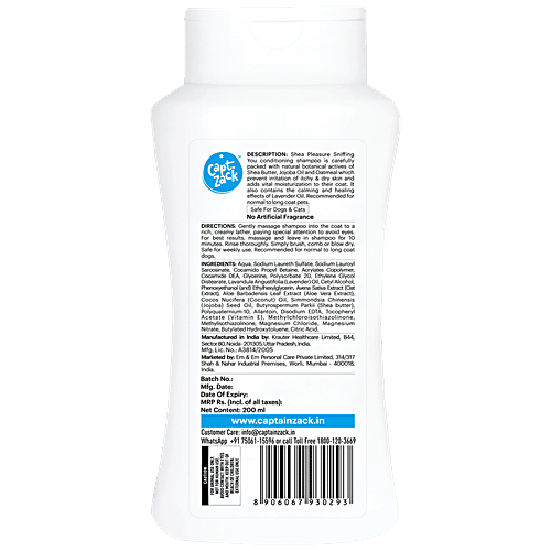 Captain Zack Shea Pleasure Sniffing You Anti-Fungal Free Dog Shampoo, 200 ml  