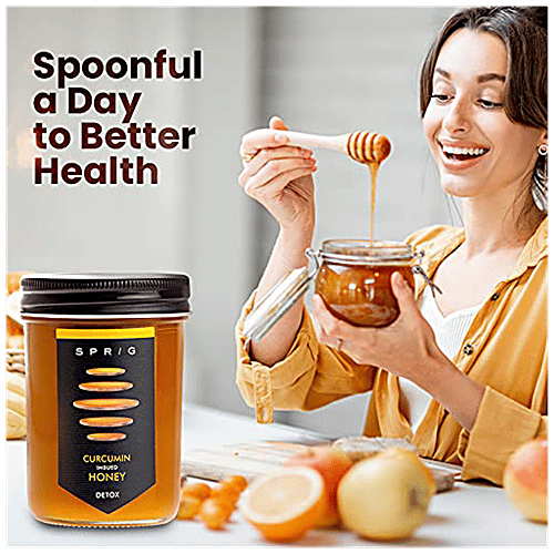 Sprig Curcumin Imbued Honey - Antioxidants, Flavanoids Rich, 325 g  Detox