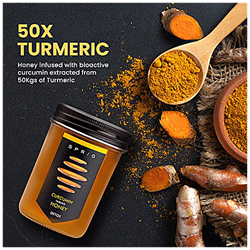 Sprig Curcumin Imbued Honey - Antioxidants, Flavanoids Rich, 325 g  Detox