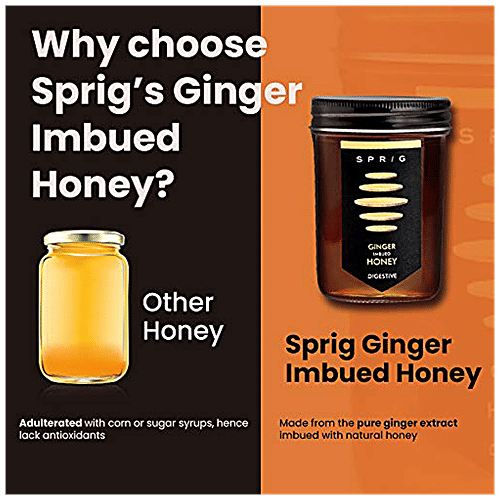 Sprig Ginger Imbued Honey -Natural With Fresh Ginger Extract, Weight Loss & Digestion, 325 g  Digestive