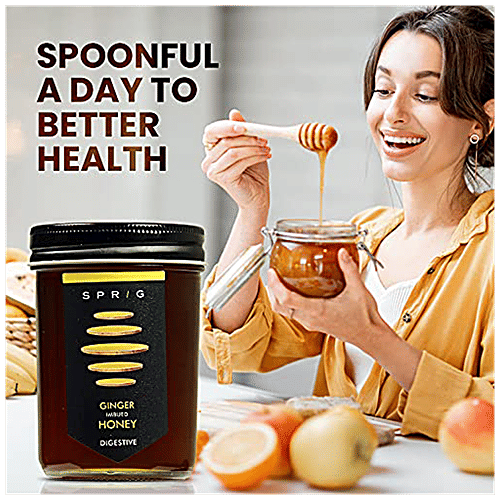 Sprig Ginger Imbued Honey -Natural With Fresh Ginger Extract, Weight Loss & Digestion, 325 g  Digestive