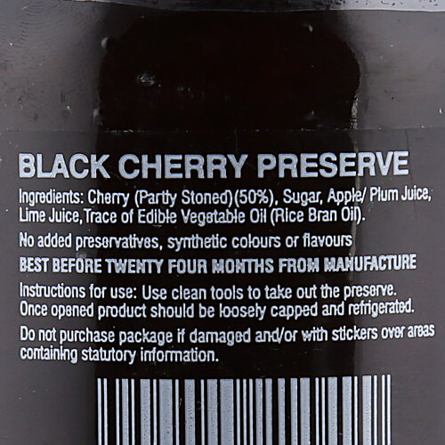 Bhuira Black Cherry Preserve, 240 g Glass Bottle 