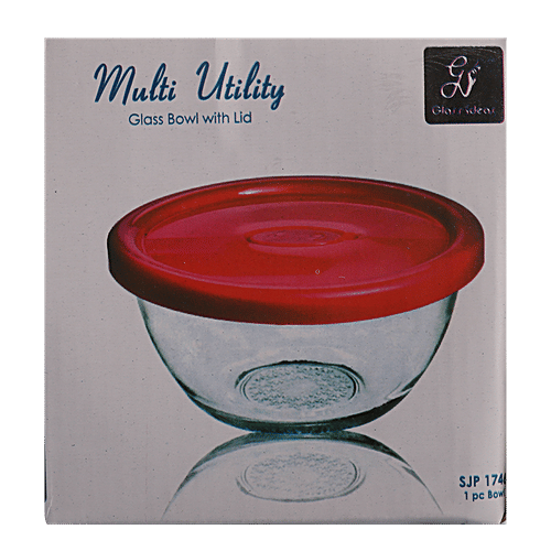 Glass Ideas  Multi Utility Fruit/DryFruit Storage Glass Bowl With Lid, 250 ml  