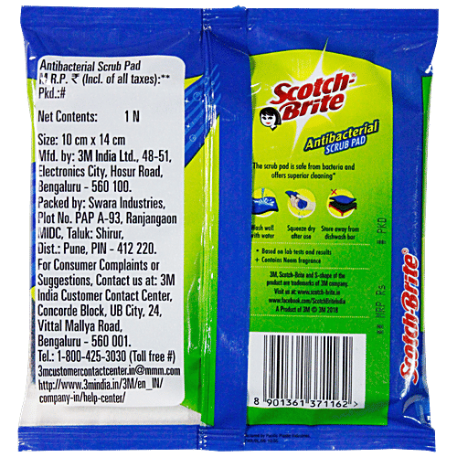 Scotch brite Scrub Pad - Anti- Bacterial, Large, 1 pc  