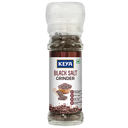 Keya Grinder - Black Salt, 100 g Glass Bottle 