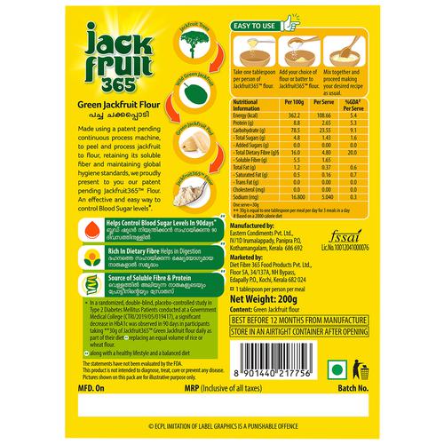 Jackfruit365 Green Jackfruit Flour, 200 g  Rich In Dietary Fibre