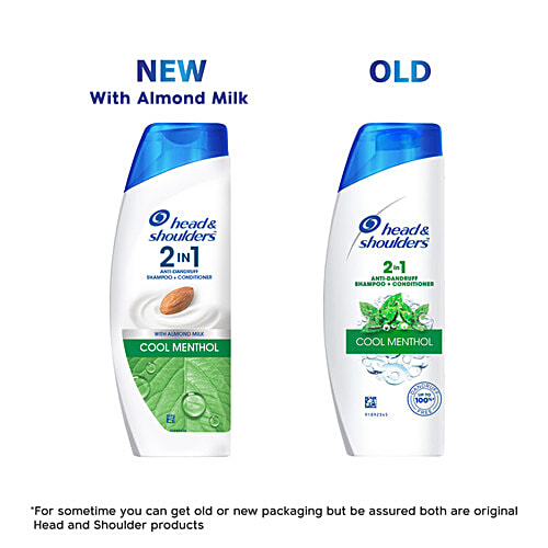 Head & Shoulders Cool Menthol 2 in 1 Anti-Dandruff Shampoo + Conditioner, 180 ml  Upto 100% Dandruff Free