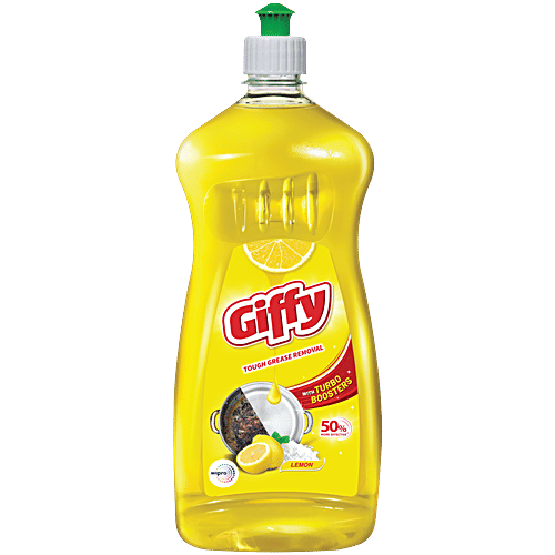 Giffy 2X Faster Concentrated Dish Wash Gel - With Active Salt & Lemon, 750 ml 50% More Effective