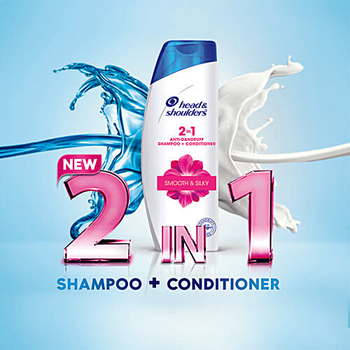 Head & Shoulders Smooth & Silky 2 in 1 Anti-Dandruff Shampoo + Conditioner, Upto 100% Dandruff Free, 180 ml  Upto 100% Dandruff Free