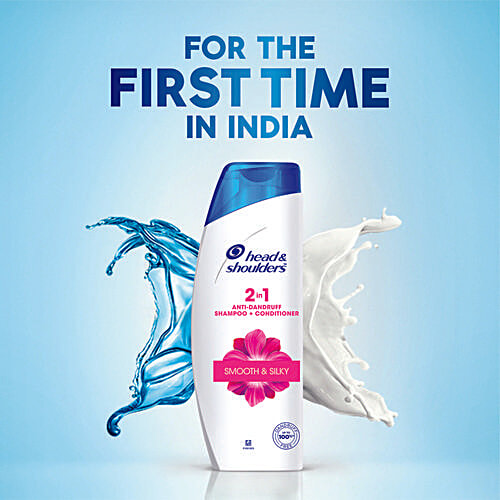Head & Shoulders Smooth & Silky 2 in 1 Anti-Dandruff Shampoo + Conditioner, Upto 100% Dandruff Free, 180 ml  Upto 100% Dandruff Free