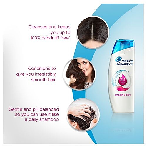 Head & Shoulders Smooth & Silky 2 in 1 Anti-Dandruff Shampoo + Conditioner, Upto 100% Dandruff Free, 180 ml  Upto 100% Dandruff Free