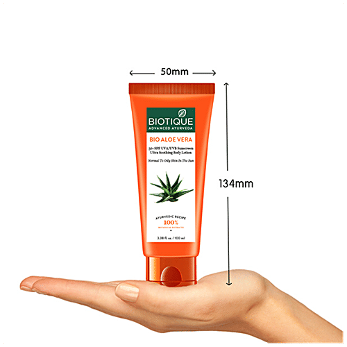 BIOTIQUE Sun Lotion - Face & Body, SPF30, For Normal to Oily Skin, Bio Aloe Vera, 50 ml  