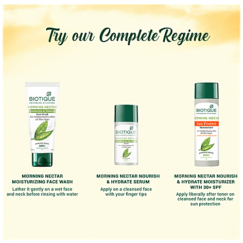 BIOTIQUE Sunscreen Moisturizer Lotion - Morning Nectar, Sun Protect, SPF 30+ UVA/UVB, For Visibly Flawless Skin, 120 ml  