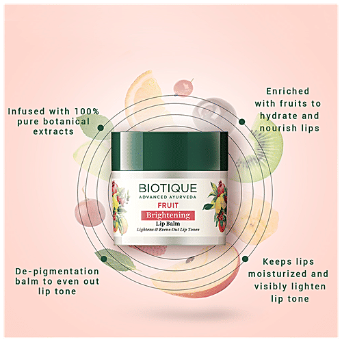 BIOTIQUE Brightening Lip Balm, 12 g Fruit Lightens & Evens-Out Lip Tones