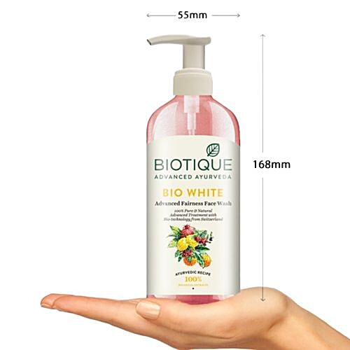 BIOTIQUE Face Wash - Whitening & Brightening, Bio White, for All Skin Types, 300 ml  