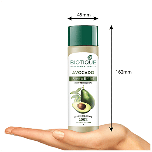 BIOTIQUE Body Massage Oil - Avocado, Stress Relief, 200 ml 100% Botanical Extracts