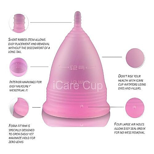 ICare Menstrual Cup - Hygienic, After Delivery / Above Age 25 Years, Size L (Large), 35 g  Zero Leaks