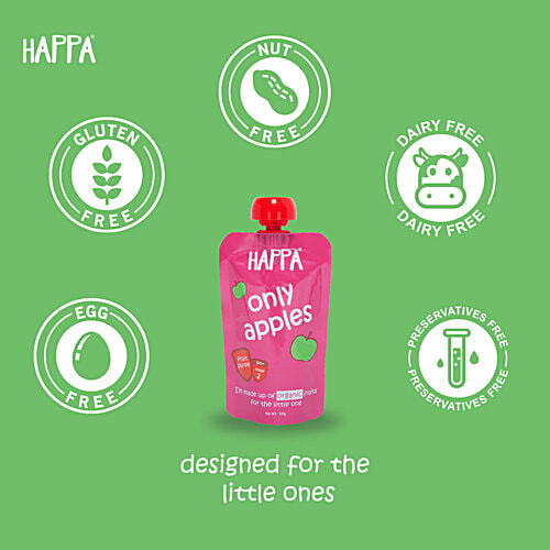Happa Only Apples Organic Fruits Puree - Stage 2, 6 Months+, 100 g  