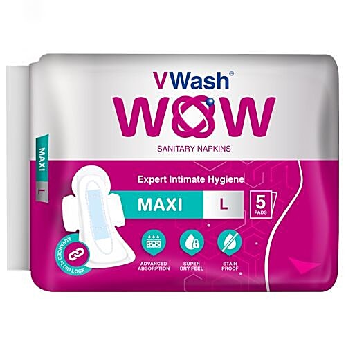 VWash Wow Maxi Sanitary Napkin - Large, 5's pack  