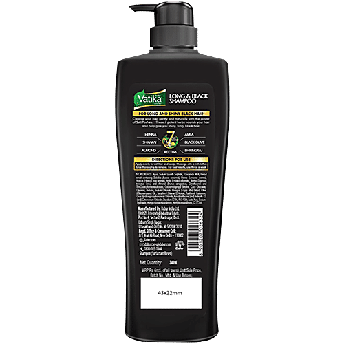 Dabur Vatika Amla Long & Black Shampoo, For Shiny, Long & Black Hair, 340ml 7 Satt Poshan