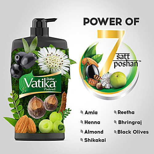 Dabur Vatika Amla Long & Black Shampoo, For Shiny, Long & Black Hair, 340ml 7 Satt Poshan