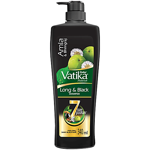 Dabur Vatika Amla Long & Black Shampoo, For Shiny, Long & Black Hair, 340ml 7 Satt Poshan