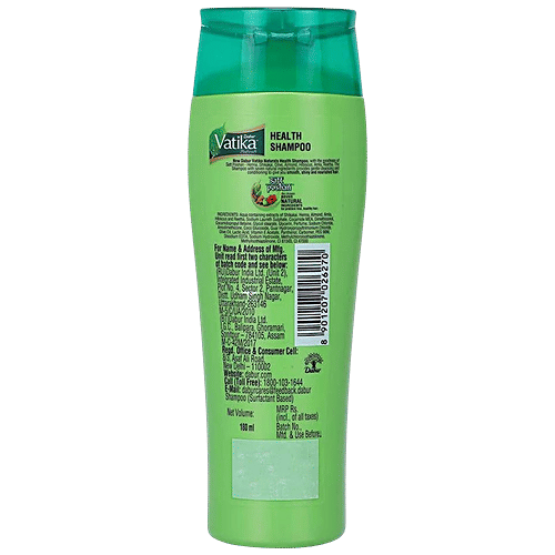 Dabur Vatika Health Shampoo, With 7 natural ingredients, Controls Frizz, 180 ml