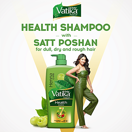 Dabur Vatika Health Shampoo, With 7 natural ingredients, Controls Frizz, 180 ml
