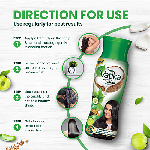 Dabur Vatika Enriched Coconut Hair Oil - With 7 Ayurvedic Herbs, 300 ml  