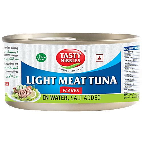 Tasty Nibbles Tuna Flakes - Light Meat, in Salted Water, 185 g Canned light meat tuna flakes with brine as base Rich in Omega 3
