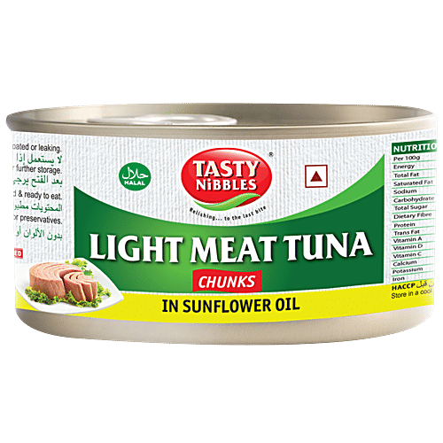 Tasty Nibbles Tuna Chunks - Light Meat, in Sunflower Oil, 185 g Canned light meat tuna chunks with sunflower oil as base Rich in Omega 3