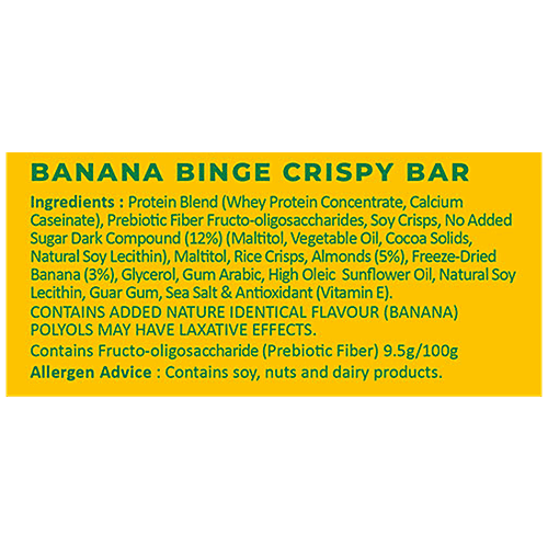 CaliBar Protein Bar - Crispy Banana, Low Sugar, 65 g  Low Sugar, Gluten Free