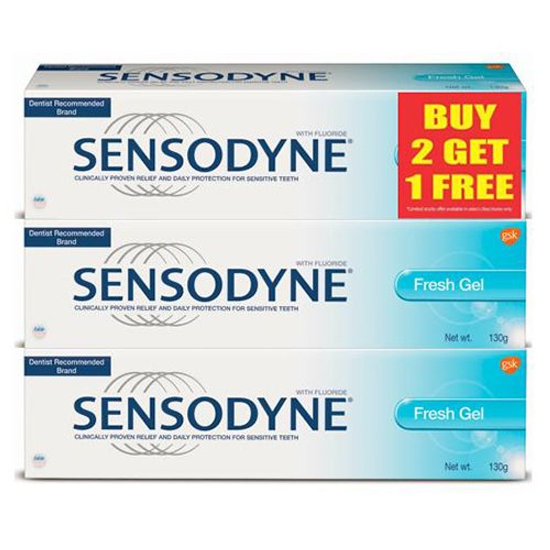 Buy Sensodyne Toothpaste Sensitive, Fresh Gel 130 gm (Buy 2 Get 1
