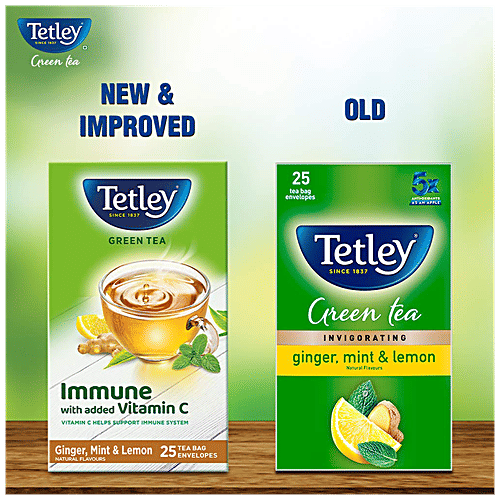 Tetley Green Tea - Ginger Mint Lemon, 50 g (25 Bags x 2 g each) 