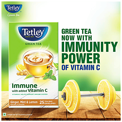 Tetley Green Tea - Ginger Mint Lemon, 50 g (25 Bags x 2 g each) 